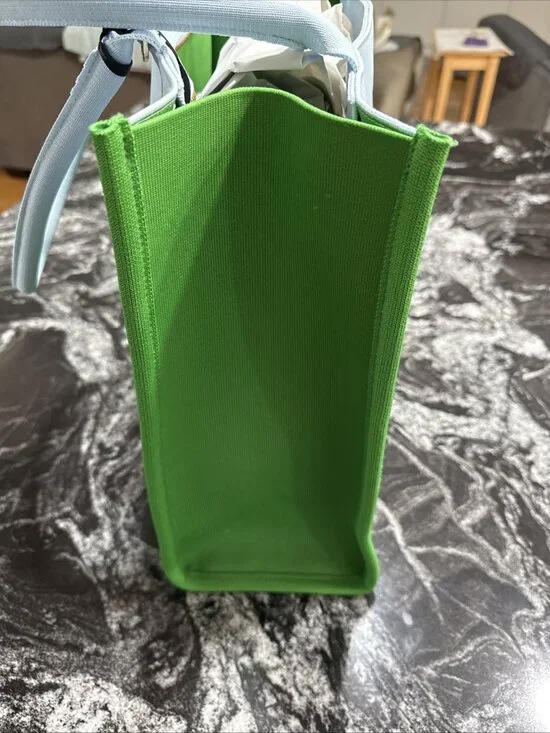 Kate Spade New York x Target Knit Tote “IT’S IN THE BAG” Green/light Blue NEW - Picture 3 of 7